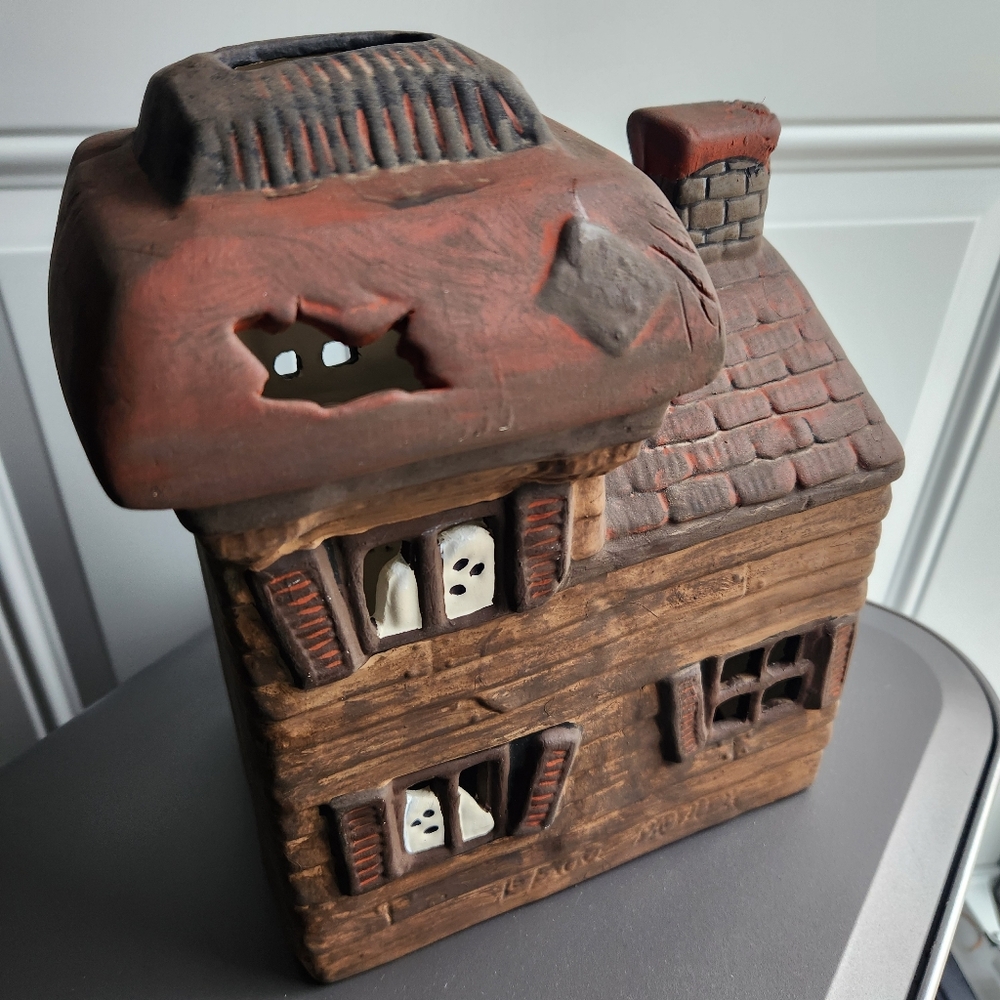 Vintage 1978 Lefauve Handpainted Ceramic Haunted House Halloween Ghost Pumpkin - Picture 10 of 16